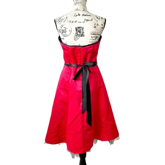 Jessica McClintock Gunne Sax Strapless Dress Pink Black Satin Tulle Size 11/12 - Picture 3 of 7